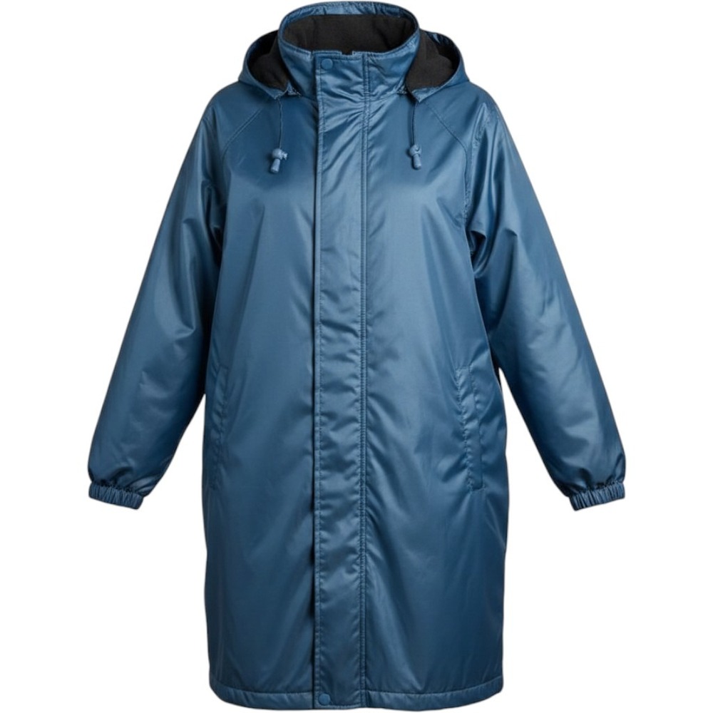 Totes Rain Jacket Womens L Blue Fleece Lined Hooded Parka Coat Water Resistant